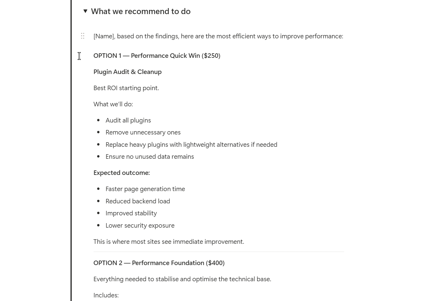 Client Findings Report Template